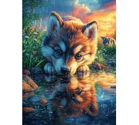 Petit Renard près d'un lac au crépuscule Puzzles 1000 Pièces pour Adultes Educa Moderne Décoration Intérieure Relaxant Assemblage Amusant Challenge Famille 1000 PCS