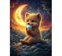 Petit Renard sous Croissant Lunaire Puzzles 300 Pièces pour Adultes Qualité Supérieure Educa Jeu De Challenge Divertissement Artistique Décoration Intérieure 300 PCS