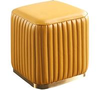 Petit Repose-Pieds carré, Tabouret de canapé, Table d'appoint, Repose-Pieds, Tabouret Bas rembourré et imperméable avec Base en Acier Inoxydable doré, Chaise de décoration intérieu