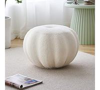 Petit repose-pieds en tissu moelleux pour salon Blanc