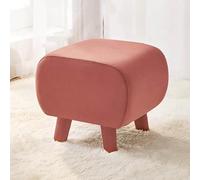 Petit repose-pieds ottoman en velours - Marchepied rembourré avec base en bois pour salon - Design compact 40,6 x 33 x 33 cm - Repose-pieds élégant et accent de meubles