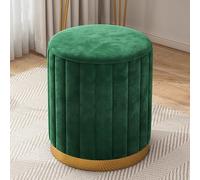 Petit Repose-Pieds Ottoman en Velours, Repose-Pieds Rond Rembourré pour Salon, Chambre À Coucher, Tabouret Repose-Pieds Ottoman Rond Moderne en Velours, Vert
