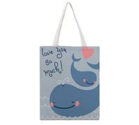 Petit Requin Tote Bag En Toile Femme Sac À Main Grand Sac À Bandoulière Pour Voyage Shopping 38×46cm