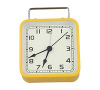 Petit réveil carré en métal, 8,5 x 11,5 x 4,6 cm, horloge de bureau à quartz lumineuse, mouvement silencieux sans tic-tac, pièce de chevet silencieuse pour chambre à coucher ou bureau (jaune)