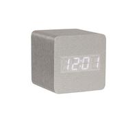 Petit Réveil cube Led en bois lasuré - 6.8 x 6.8 x 6.8 cm - gris