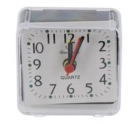 Petit réveil de voyage carré silencieux et précis pour bureau et table, portable pour voyage, fonctionne avec piles, pour décoration de chambre à coucher, bureau et salon (blanc)