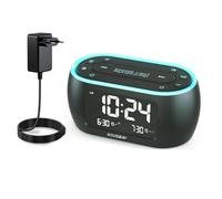 Petit réveil Radio lumineux pour chambres à coucher avec veilleuse 7 couleurs, double alarme, variateur, chargeur USB, batterie de secours, Radio FM-European