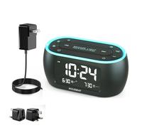 Petit réveil Radio lumineux pour chambres à coucher avec veilleuse 7 couleurs, double alarme, variateur, chargeur USB, batterie de secours, Radio FM-British