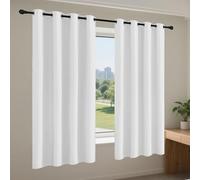 Petit Rideaux Occultants Thermique 147 x 157 cm 100% Lumiere Bloquer Anti Chaleur, Anti-UV Lin Rideau Thermique Isolant Installation Facile pour Chambre/Salon de Fenêtre, Blanc