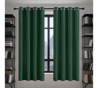 Petit Rideaux Occultants Thermique 212 x 238 cm 100% Lumiere Bloquer Anti Chaleur, Anti-UV Oeillets Rideaux Design Moderne à Oeillets pour Chambre Adulte Salon, Vert Foncé