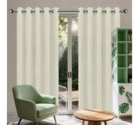 Petit Rideaux Occultants Thermique 380 x 280 cm Thermiques Isolant Anti Froid et Chaleur Opaque Rideau Court Moderne Design Moderne à Oeillets pour Salon Chambre, Beige