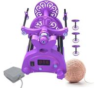 Petit rouet à filer, rouet électrique, bobineuse automatique, cardeuse à tambour, vitesse réglable, marche avant et arrière, avec 3 bobines de fil(Pink)