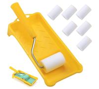 Petit rouleau de peinture, 8pcs / ensemble Rouleau de peinture en mousse 2 pouces avec plateau et cadre et 6 couvertures pour les armoires, portes, artisanat