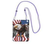 Petit sac à bandoulière Aigle avec imprimé drapeau des États-Unis pour femme, mini sac à main pour téléphone portable, sac à main de voyage, violet, Taille unique