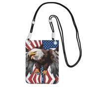 Petit sac à bandoulière Aigle avec imprimé drapeau des États-Unis pour femme, mini sac à main pour téléphone portable, sac à main de voyage, Noir , Taille unique