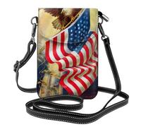 Petit sac à bandoulière avec motif drapeau américain des États-Unis, aigle, sac à main pour téléphone portable, mini portefeuille avec fentes pour cartes, sac à bandoulière réglable
