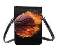 Petit sac à bandoulière Basketball On Fire pour femme en cuir PU avec bandoulière