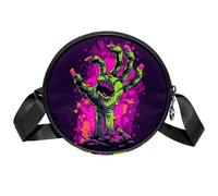 Petit sac à bandoulière Circle pour femme, petit sac à bandoulière jaune miel avec fermeture éclair, bretelles réglables, sac à main rond décontracté pour femmes et filles, Main de zombie, Taille