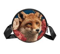 Petit sac à bandoulière Circle pour femme, petit sac à bandoulière jaune miel avec fermeture éclair, bretelles réglables, sac à main rond décontracté pour femmes et filles, Fox Flower, Taille unique