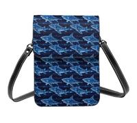 Petit sac à bandoulière Cyber Shark imprimé bleu pour femme, petit sac à main en cuir pour téléphone portable
