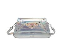 Petit sac à bandoulière décontracté en cuir PU pour femme Style coréen, Aurora Silver as, Medium