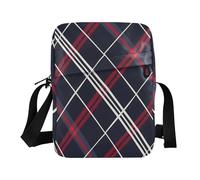 Petit sac à bandoulière décontracté pour femme avec sangle réglable pour l'école - Style anglais rétro rouge et noir