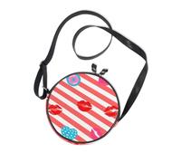 Petit sac à bandoulière d'été rouge et blanc rayé en forme de cœur avec sangle réglable pour femme - Petit sac à main noir en toile pour prendre un repas