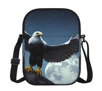 Petit sac à bandoulière Eagle Under the Stars - Léger - Fermeture éclair - Pour femme - Imperméable - Style décontracté - Pour voyage, téléphone, portefeuille