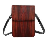 Petit sac à bandoulière en bois rouge pour femme, sac à main pour téléphone portable, sac portefeuille en cuir PU avec bandoulière