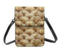 Petit sac à bandoulière en cuir avec impression d'images d'éventail doré pour femme, petit sac à main en cuir pour téléphone portable