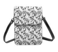 Petit sac à bandoulière en cuir avec imprimé cheval blanc pour femme, petit sac à main en cuir pour téléphone portable