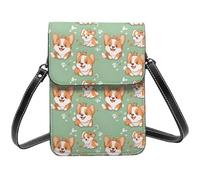 Petit sac à bandoulière en cuir avec imprimé chien Corgi mignon pour femme, petit sac à main en cuir pour téléphone portable