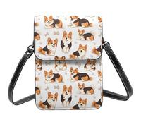 Petit sac à bandoulière en cuir avec imprimé chiens Corgi mignons pour femme, petit sac à main en cuir pour téléphone portable