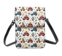 Petit sac à bandoulière en cuir avec imprimé de plantes de voiture pour femme, petit sac à main en cuir pour téléphone portable