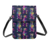 Petit sac à bandoulière en cuir avec imprimé graffiti Pitbull fluo pour femme, petit sac à main en cuir pour téléphone portable