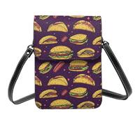 Petit sac à bandoulière en cuir avec imprimé hamburger jambon pour femme, petit sac à main en cuir pour téléphone portable