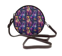 Petit sac à bandoulière en cuir avec imprimé Pitbull fluo pour femme, petit sac à main en cuir pour femme