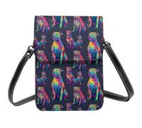 Petit sac à bandoulière en cuir avec imprimé Pitbull fluo pour femme, petit sac à main en cuir pour téléphone portable