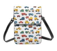 Petit sac à bandoulière en cuir avec imprimé voiture de dessin animé pour femme, petit sac à main en cuir pour téléphone portable
