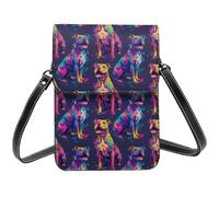 Petit sac à bandoulière en cuir imprimé Pitbull fluo pour femme, petit sac à main en cuir pour téléphone portable
