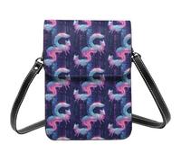 Petit sac à bandoulière en cuir imprimé renard style cyber pour femme, petit sac à main en cuir pour téléphone portable