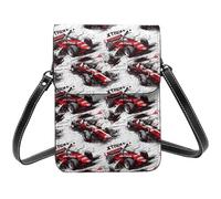 Petit sac à bandoulière en cuir imprimé voiture de course rouge pour femme, petit sac à main en cuir pour téléphone portable