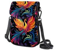 Petit sac à bandoulière en cuir pour femme, imprimé floral, sac à bandoulière décontracté avec sangle réglable, pour le shopping, la randonnée, un usage quotidien, Phénix coloré, Taille unique