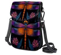 Petit sac à bandoulière en cuir pour femme, sac à bandoulière avec bandoulière réglable, motif chats esthétiques, décontracté, pour le shopping, la randonnée, un usage quotidien, Libellule Art Nouveau