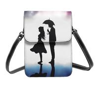 Petit sac à bandoulière en cuir PU avec bandoulière pour femme Motif silhouette des amoureux de l'anime