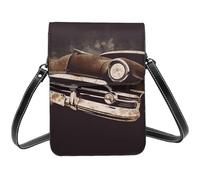 Petit sac à bandoulière en cuir PU avec bandoulière pour femme Motif voiture américaine Marron