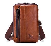 Petit Sac à bandoulière en Cuir Sac de Ceinture téléphone Pochette Portefeuille Sac à Main Crochet Boucle étui Taille Sac Banane Voyage Camping en Plein air randonnée Sac à Dos Marron