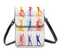 Petit sac à bandoulière en cuir synthétique pour femme avec bandoulière pour téléphone portable, motif jeu de gymnastique