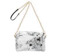 Petit sac à bandoulière en cuir végétalien avec peinture à l'encre chinoise, motif pissenlit et cendres, sac à main imperméable pour femme