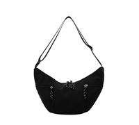 Petit sac à bandoulière en forme de demi-lune avec motif croissant, Noir , Taille unique